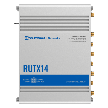 TK-RUTX14 - Teltonika Router 4G Industriale - Modem 4G Cat 12 Dual SIM - Wi-Fi 5 - Bluetooth LE 4.0 - Posizionamento GNSS - 5 po