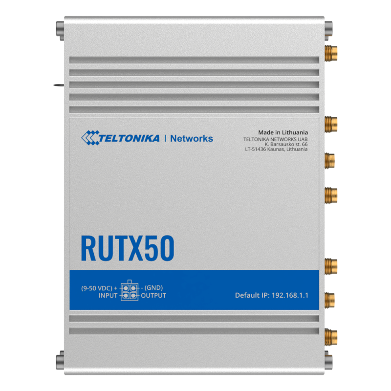TK-RUTX50 - Teltonika Router 5G Industriale - 5G Sub-6Ghz SA/NSA - Dual SIM Dual Modem - Wi-Fi 5 - Posizionamento GNSS - 5 porte TK-RUTX50 - Teltonika Router 5G Industriale - 5G Sub-6Ghz SA/NSA - Dual SIM Dual Modem - Wi-Fi 5 - Posizionamento GNSS - 5 porte