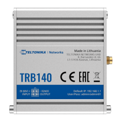 TK-TRB140 - Teltonika Gateway 4G Industrial - 4G Cat 4 / 3G / 2G - Porta Ethernet RJ45 10/100/1000Mbps - Design compatto - Conne