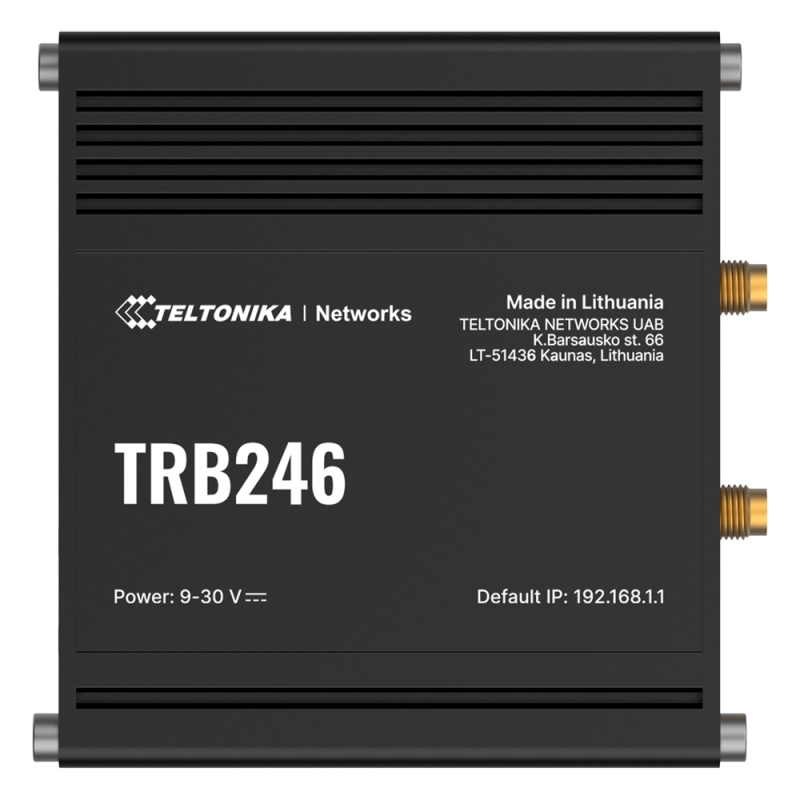 TK-TRB246 - Teltonika Gateway 4G Industrial - 4G Cat 4 / 3G / 2G - Porta RJ45 10/100Mbps - Porte RS232 e RS485 - Dual SIM TK-TRB246 - Teltonika Gateway 4G Industrial - 4G Cat 4 / 3G / 2G - Porta RJ45 10/100Mbps - Porte RS232 e RS485 - Dual SIM