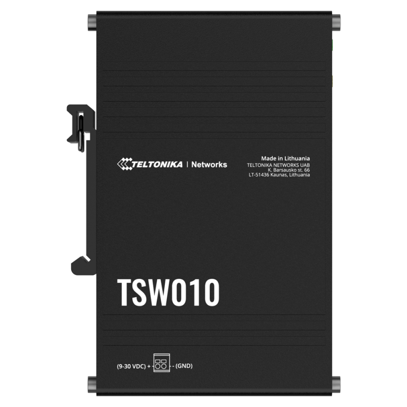 TK-TSW010 - Teltonika Switch Unmanaged Industriale - 5 porte Ethernet RJ45 Fast Ethernet - Robusto Alloggiamento in Alluminio - TK-TSW010 - Teltonika Switch Unmanaged Industriale - 5 porte Ethernet RJ45 Fast Ethernet - Robusto Alloggiamento in Alluminio -