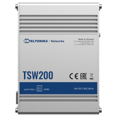 TK-TSW200 - Teltonika Switch PoE Unmanaged Industriale - 8 porte Ethernet RJ45 Gigabit +2 SFP Gigabit - 8 Porte Ethernet PoE+ 80