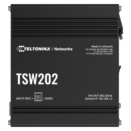 TK-TSW202 - Teltonika Switch PoE Managed Industriale - 8 porte Ethernet RJ45 Gigabit +2 SFP Gigabit - 8 Porte Ethernet PoE+ 802.