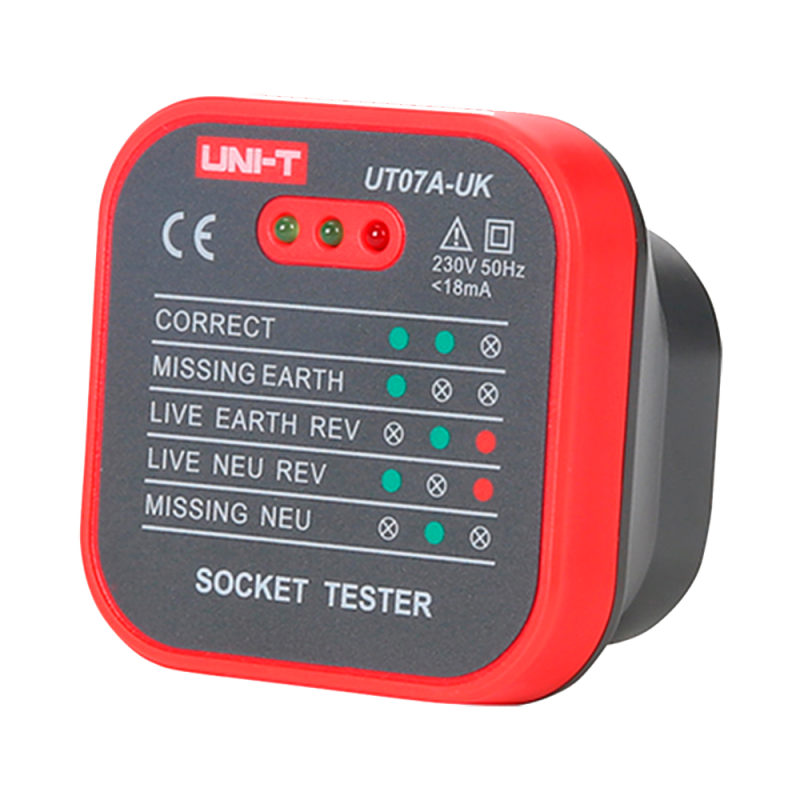 UT07A-UK - Tester per prese elettriche UK - Verifica degli errori di cablaggio - Facile da usare - Consente un test rapido UT07A-UK - Tester per prese elettriche UK - Verifica degli errori di cablaggio - Facile da usare - Consente un test rapido