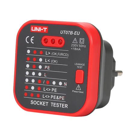 UT07B-EU - Tester per prese elettriche EU - Verifica degli errori di cablaggio - Test di tenuta - Facile da usare - Consente un 