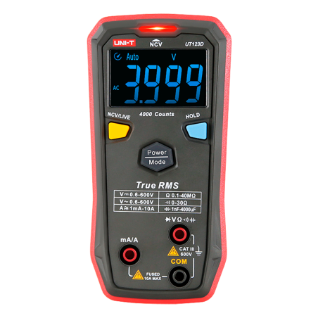 UT123D - Multimetro digitale tascabile - Misurazione della tensione DC e AC fino a 600V - Misurazione dell'intensità DC e AC fin