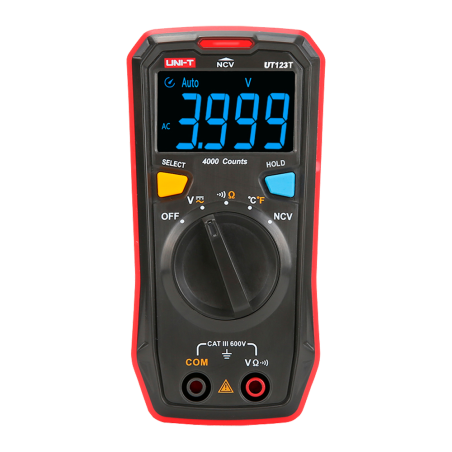UT123T - Multimetro digitale tascabile - Misurazione della tensione DC e AC fino a 600V - Misura della temperatura - Misurazione