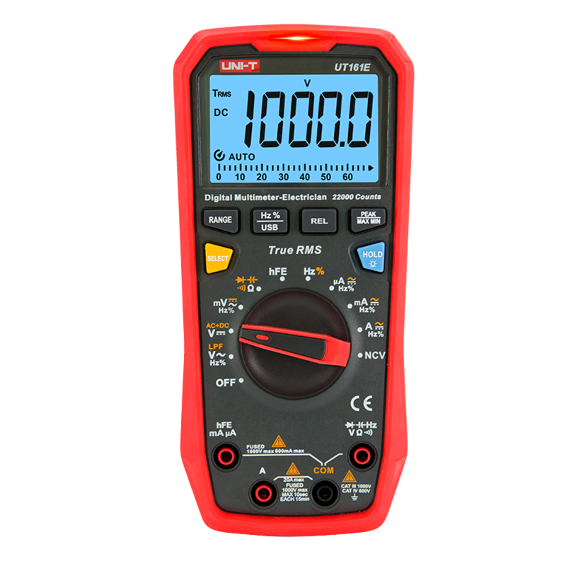 UT161D - Multimetro digitale CAT III - Display a LED fino a 6000 conteggi - Misurazione DC e AC fino a 1000V e 20A - Connessione UT161D - Multimetro digitale CAT III - Display a LED fino a 6000 conteggi - Misurazione DC e AC fino a 1000V e 20A - Connessione