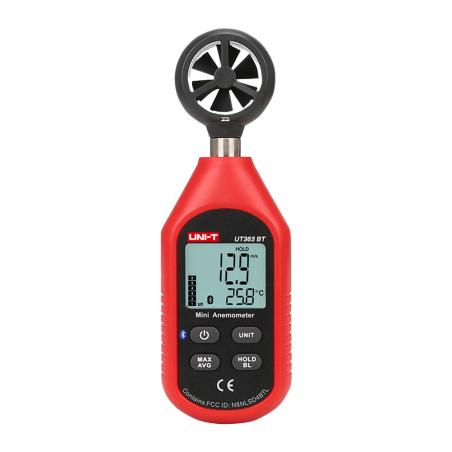 UT363-BT - Anemometro portatile - Sensore di velocità del vento ad alta precisione - Sensore di temperatura - Valori Massimi, Mi