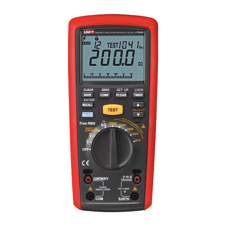 UT505B - Misuratore di resistenza di isolamento - Multimetro per tensioni AC e DC fino a 600V - Intervalli 50/100/250V/500V/1000