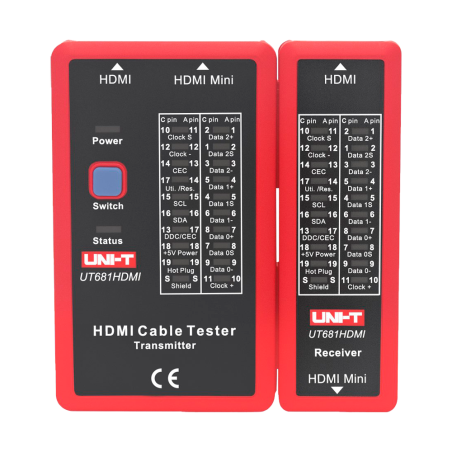 UT681HDMI - Tester di cavi - Controllo di stato dei cavi HDMI/MINI-HDM - Valutazione di cavi in cortocircuito e incrociati - Con
