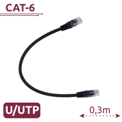 UTP6-H-03BK - Cavo UTP - Ethernet - Connettori RJ45 - Categoria 6 - 0,3 m - Colore nero