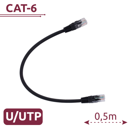 UTP6-H-05BK - Cavo UTP - Ethernet - Connettori RJ45 - Categoria 6 - 0,5 m - Colore nero
