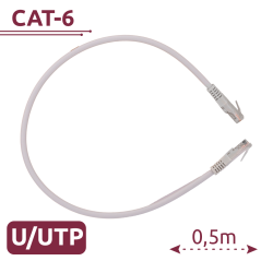 UTP6-H-05W - Cavo UTP - Ethernet - Connettori RJ45 - Categoria 6 - 0,5 m - Colore bianco