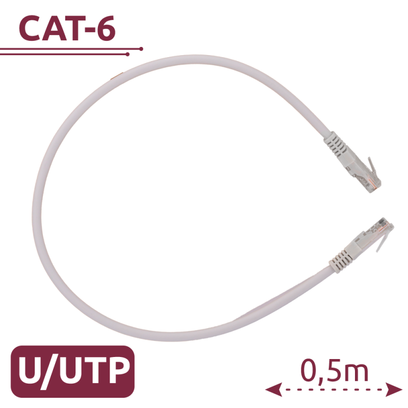 UTP6-H-05W - Cavo UTP - Ethernet - Connettori RJ45 - Categoria 6 - 0,5 m - Colore bianco
