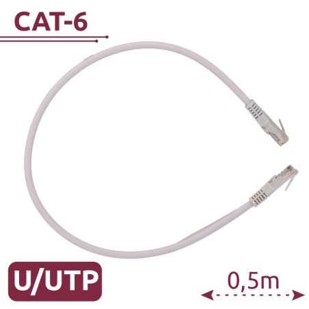 UTP6-H-05W - Cavo UTP - Ethernet - Connettori RJ45 - Categoria 6 - 0,5 m - Colore bianco