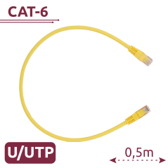 UTP6-H-05Y - Cavo UTP - Ethernet - Connettori RJ45 - Categoria 6 - 0,5 m - Colore Giallo