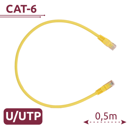 UTP6-H-05Y - Cavo UTP - Ethernet - Connettori RJ45 - Categoria 6 - 0,5 m - Colore Giallo
