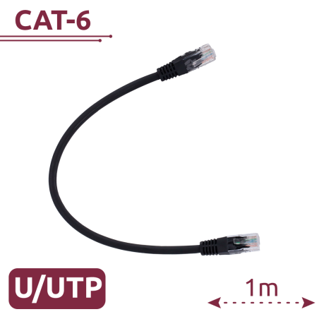UTP6-H-1BK - Cavo UTP - Ethernet - Connettori RJ45 - Categoria 6 - 1 m - Colore nero