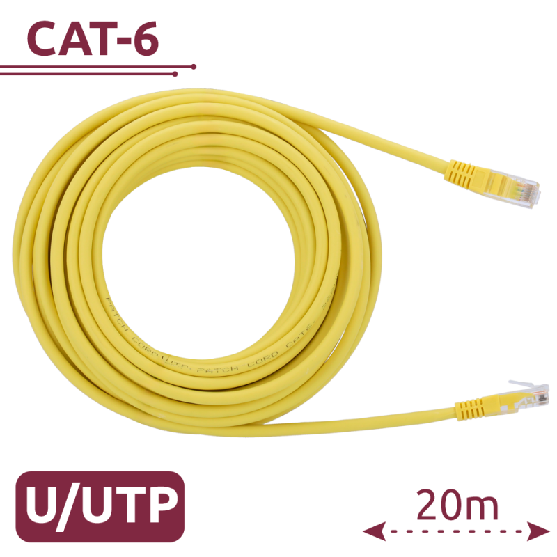UTP6-H-20Y - Cavo UTP - Ethernet - Connettori RJ45 - Categoria 6 - 20 m - Colore Giallo