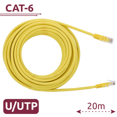 UTP6-H-20Y - Cavo UTP - Ethernet - Connettori RJ45 - Categoria 6 - 20 m - Colore Giallo