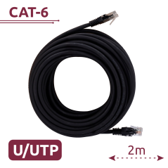 UTP6-H-2BK - Cavo UTP - Ethernet - Connettori RJ45 - Categoria 6 - 2 m - Colore nero