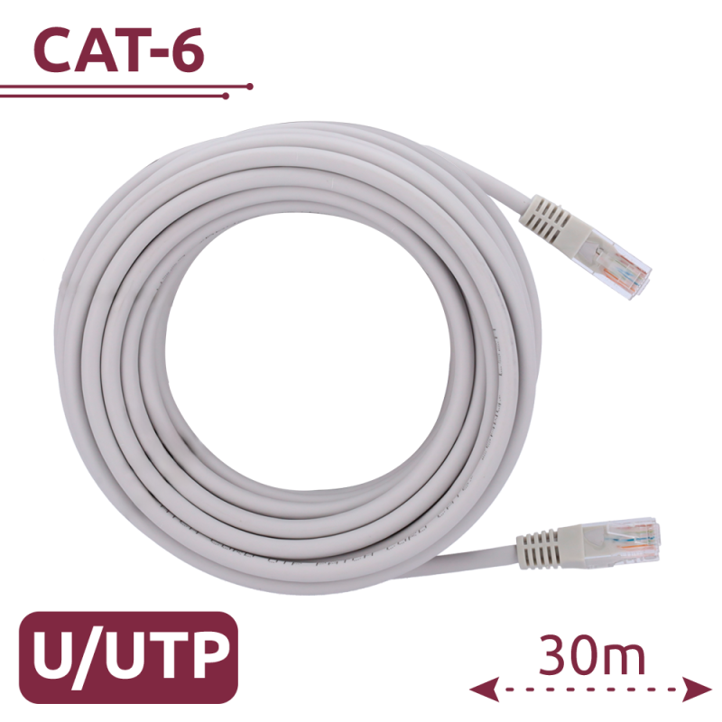 UTP6-H-30W - Cavo UTP - Ethernet - Connettori RJ45 - Categoria 6 - 30 m - Colore bianco UTP6-H-30W - Cavo UTP - Ethernet - Connettori RJ45 - Categoria 6 - 30 m - Colore bianco