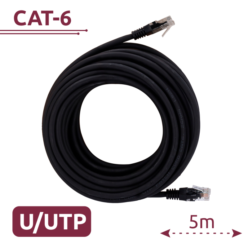 UTP6-H-5BK - Cavo UTP - Ethernet - Connettori RJ45 - Categoria 6 - 5 m - Colore nero UTP6-H-5BK - Cavo UTP - Ethernet - Connettori RJ45 - Categoria 6 - 5 m - Colore nero