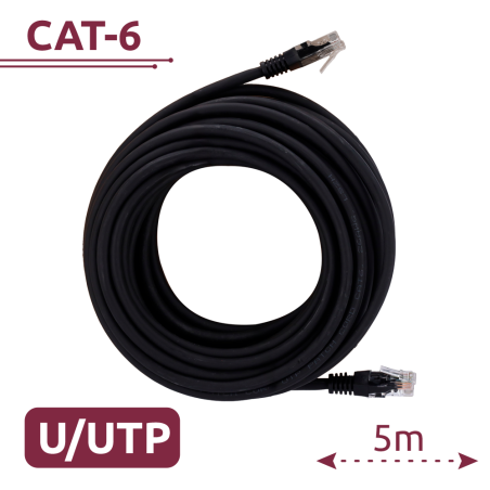 UTP6-H-5BK - Cavo UTP - Ethernet - Connettori RJ45 - Categoria 6 - 5 m - Colore nero