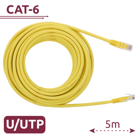 UTP6-H-5Y - Cavo UTP - Ethernet - Connettori RJ45 - Categoria 6 - 5 m - Colore Giallo