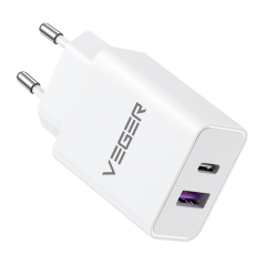 VG-65W1A1C - VEGER - Caricabatterie USB - Potenza 65W | Con tecnologia GaN - Ricarica rapida di 2 dispositivi contemporaneamente
