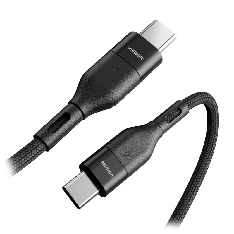 VG-CC01 - Veger - Cavo USB2.0 per portatili - Da USB-C a USB-C - Guaina in metallo, Nylon intrecciato - Lunghezza 1.2m - Ricaric