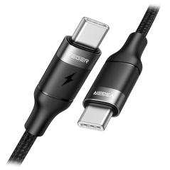 VG-CC02 - Veger - Cavo USB2.0 per portatili - Da USB-C a USB-C - Guaina in metallo, Nylon intrecciato - Lunghezza 1.5m - Ricaric