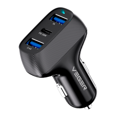 VG-CC271-2A1C - VEGER - Accendisigari per auto - Potenza 37W - Ricarica veloce 20W - Uscite 2x USB-A, 1x USB-C - Colore nero