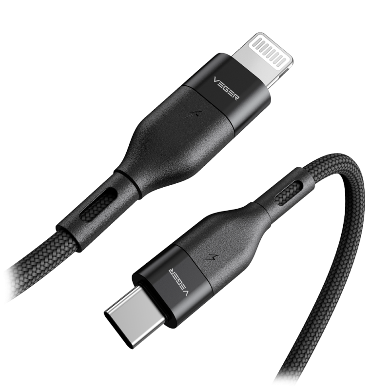 VG-CL01 - Veger - Cavo USB2.0 per portatili - Da USB-C a Lightning - Guaina in metallo, Nylon intrecciato - Lunghezza 1.2m - Ric