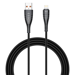 VG-V105 - Veger - Cavo USB2.0 - USB-A a Lightning - Guaina in plastica, Nylon intrecciato - Lunghezza 1.2m - Colore nero