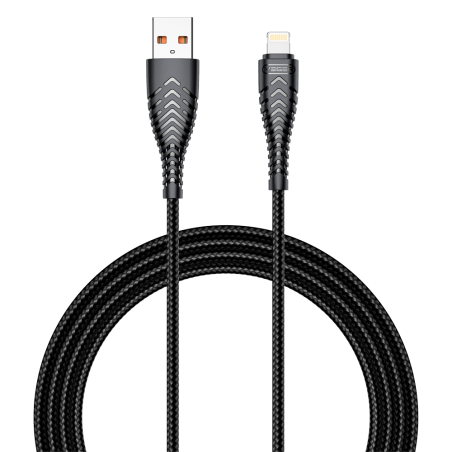 VG-V105 - Veger - Cavo USB2.0 - USB-A a Lightning - Guaina in plastica, Nylon intrecciato - Lunghezza 1.2m - Colore nero