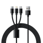 VG-V303 - Veger - Cavo USB 3 in 1 - USB-A a USB-C, Lightning e Micro-USB - Guaina in metallo, Nylon intrecciato - Lunghezza 1.5m VG-V303 - Veger - Cavo USB 3 in 1 - USB-A a USB-C, Lightning e Micro-USB - Guaina in metallo, Nylon intrecciato - Lunghezza 1.5m