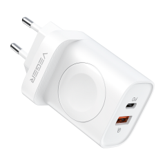 VG-W002E - VEGER - Caricabatterie USB e wireless (per iWatch) - Potenza 25W - Ricarica veloce 22.5W - Uscite USB-A, USB-C e wire