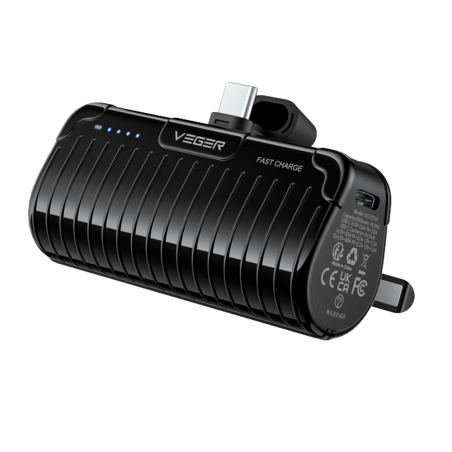 VG-W0558 - VEGER Mini Power bank con LED di ricarica - Capacità 5000mAh - Ingressi USB-C, Connettore USB-C - Uscita Connettore U
