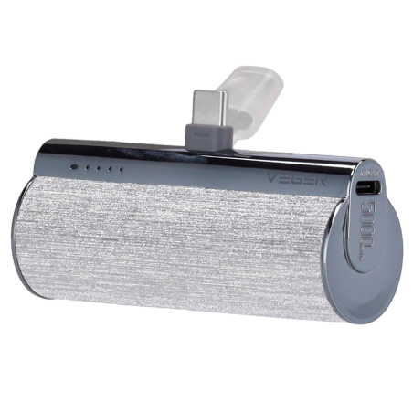VG-W0573-S - VEGER Mini Power bank con LED di ricarica - Capacità 5000mAh - Ingresso USB-C - Uscita USB-C, Connettore USB-C - Ca