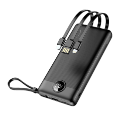VG-W1116 - VEGER Power bank con display LCD - Capacità 10000mAh - Ingressi USB-C, Cavo USB-A - Uscite USB-C USB-A e cavi integra