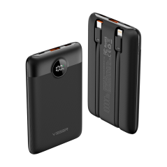 VG-W1170 - VEGER Power bank con display LCD - Capacità 10000mAh - Ingressi Lightning, USB-C, Cavo USB-C - Uscite USB-A, USB-C e