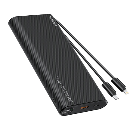 VG-W2503-T130 - VEGER Power bank con display LCD - Capacità 25000mAh - Ingressi USB-C e Cavi integrati - Uscite USB-C, USB-A e C