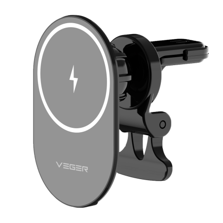 VG-Y38 - Caricabatterie wireless VEGER - Potenza 15W - Ingresso USB-C - Ricarica veloce - Uscita wireless - Per auto | Colore ne