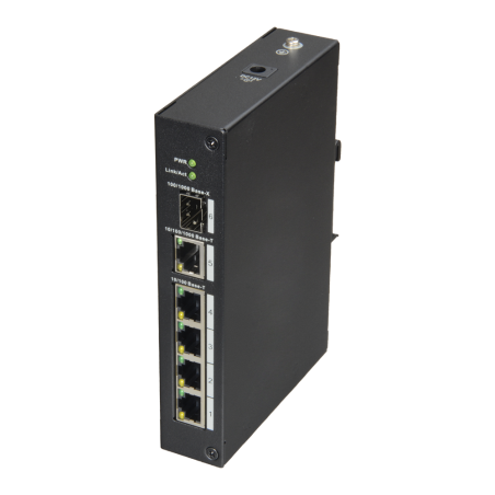 XS-SW06-DIN - X-Security - Switch da tavolo - 4 porte RJ45 + 1 Gigabit Combo Port - Velocità 10/100 Mbps - Plug &amp Play - Tecn