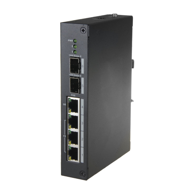 XS-SW0604-96-DIN-HIPOE - Switch PoE Managed X-Security - 4 x FE PoE + 2 GE SFP - PoE 802.3af/at/bt / Massimo 90W - Poe Esteso, P