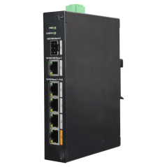 XS-SW0604HIPOE-F-60-DIN - Switch PoE X-Security - 4 porte PoE +1 SFP +1 Uplink Gigabit - Velocità 10/100/1000 Mbps - 60W porta 1