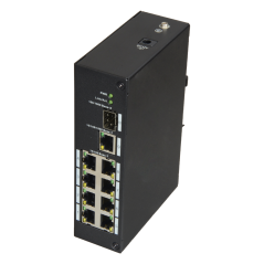 XS-SW09-C-DIN - X-Security - Switch Industriale - 8 porte RJ45 + 1 Uplink GIGA + 1 SFP - Velocità 10/100 Mbps - Plug &amp Play -