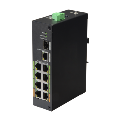 XS-SW1008EPOE-120-DIN - Switch ePoE X-Security - 8 porte PoE + 1 Uplink RJ45 + 1 SFP - Velocità 10/100 Mbps - Potenza 60 W per p